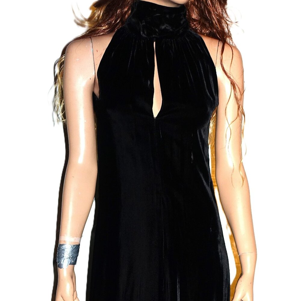 Vintage Vogue Paris Original Black Velvet Maxi Dress S